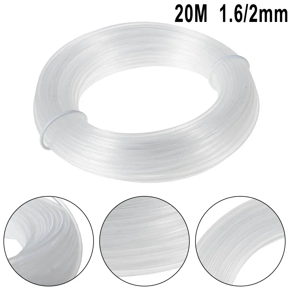 20M Lawn Trimmer Thread Replacement Trimmer Cord 1.6/2.0mm White Nylon Grass Trimmer Mower Line Garden Tool Accessories