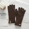 Knitted Gloves Ladies Winter Warmth High-end Retro Love Touch Screen Five-finger Five-finger Gloves Winter Warm Gloves