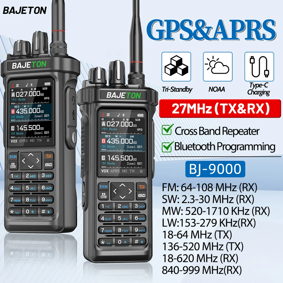 BAJETON BJ-9000 GPS APRSトランシーバー AM/FM/CB受信機 10W