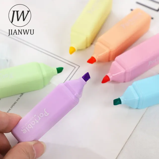 JIANWU 6 Pcs/Set Cute Mini Highlighter Creative Lipstick Styling Soft