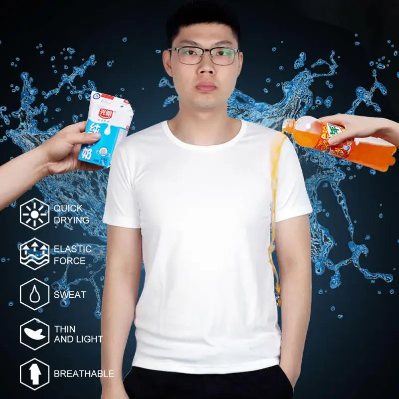 남녀공용 방수 반팔 티셔츠, 방수, 오염 방지, 빠른 건조, 방수, 야외 캠핑, 하이킹 의류