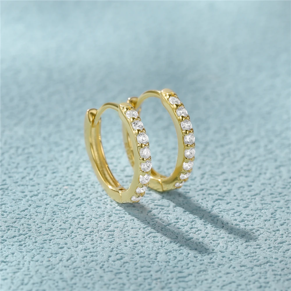 ROXI Simple Lovely Girl's Huggies Small Hoop Earrings Round Circle Zircon Crystal Earrings for Women 925 Sterling Silver Jewelry