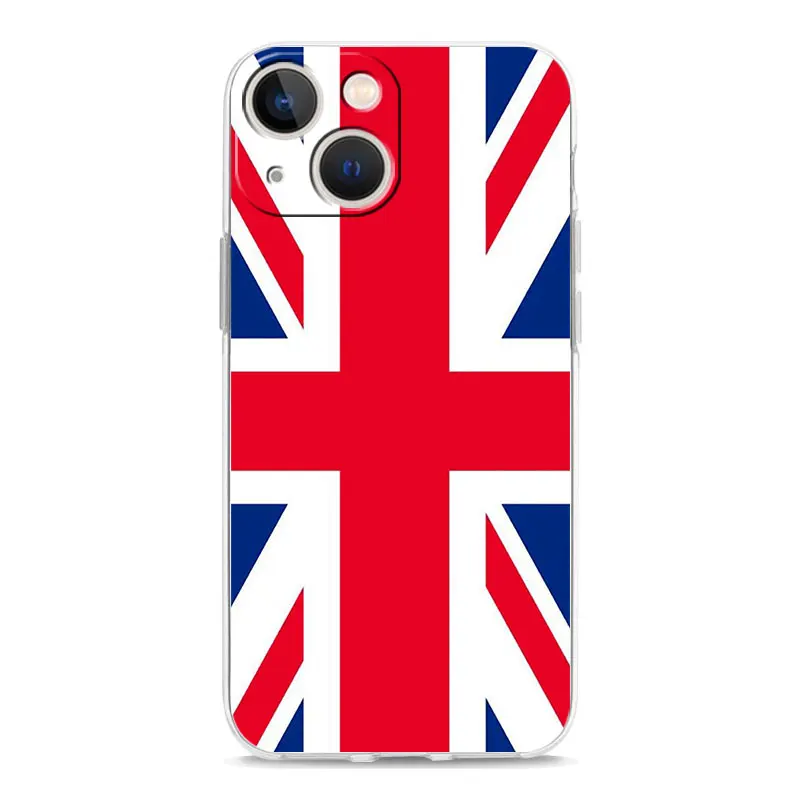 Clear Shockproof Silicone TPU Phone Case with England UK Flags Design