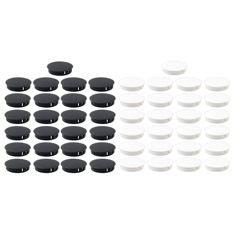 

50Piece Garden Plastic Hole Plug Round Furniture Table Cover Decorative Cover Black&White