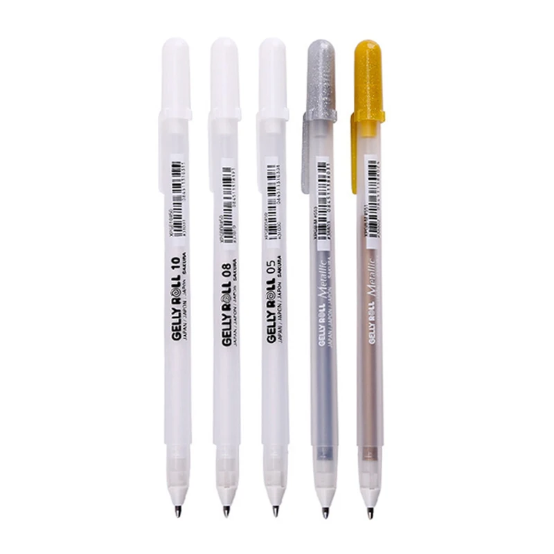 Sakura Gelly Roll Gel Pen White Color 0.5mm 0.8mm 1.0mm High Light Marke  Pen Black Cardboard Art Painting Pen White Line Pens - AliExpress