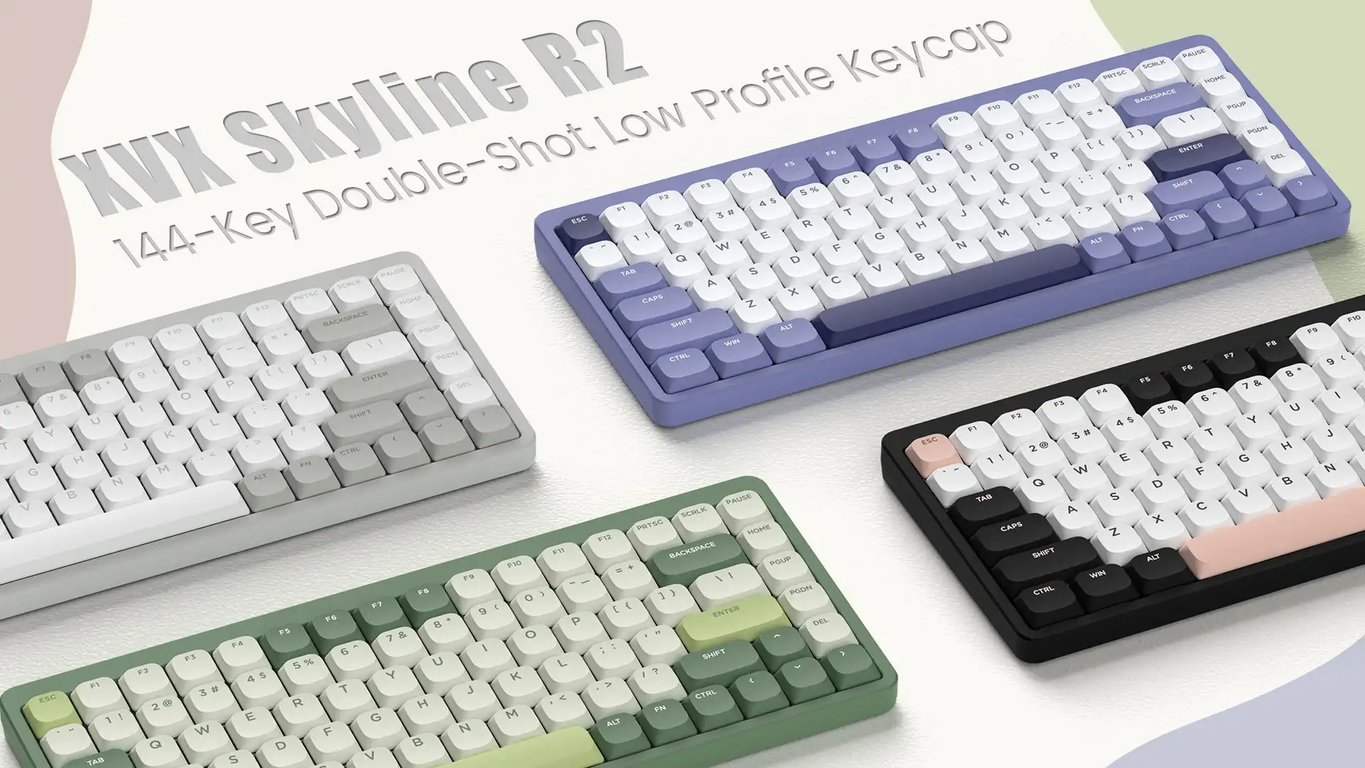 143KeysSkylineLowProfilePBTDoubleshotKeycapCustomKeyboard
