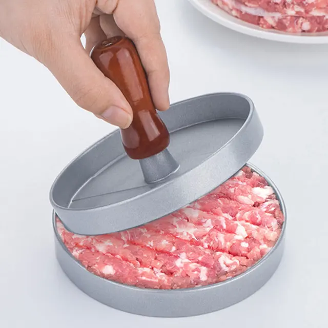 Marhahús Hamburger Sajtó Penész Kézi Húsprés Nem Tapadó Bevonat Burger Patty Étel Bbq Alumínium Ötvözet Kerek Formák