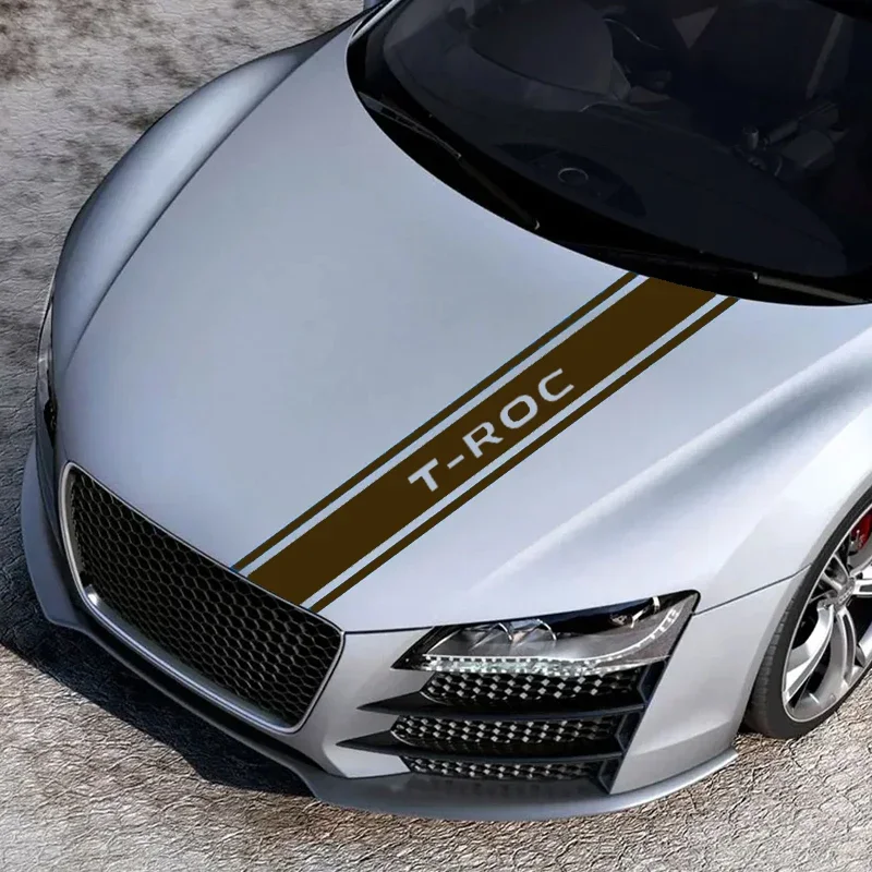 Car Hood Cover Engine Bonnet Stickers Strip Auto Vinyl Film Decalcomanie Racing Sport Per Vw T-Roc Emblem Accessori Per Lo Styling Del Veicolo