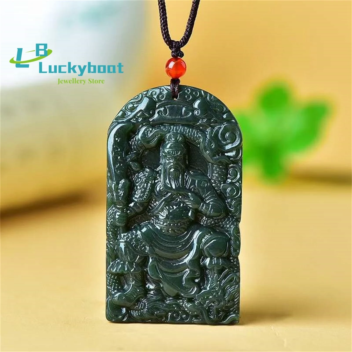 

Natural Hetian Qingyu Double Sided Guan Gong Pendant Simple and Personalized Fashion Versatile for Men and Women