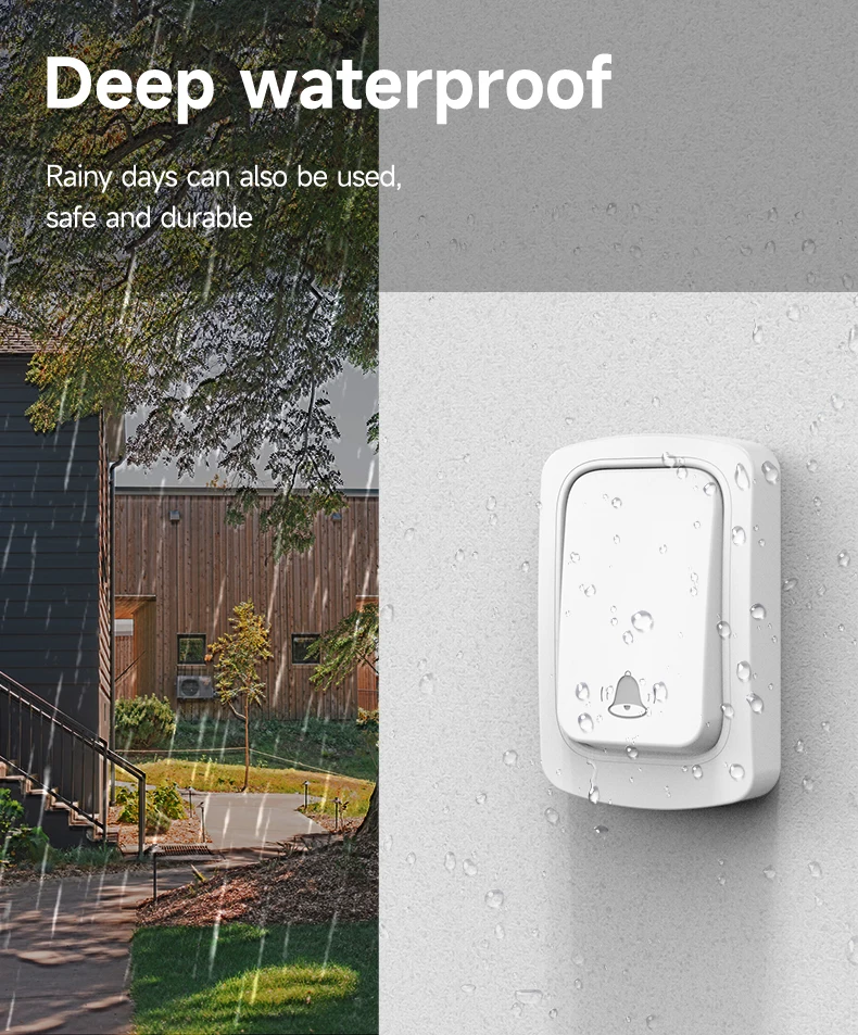 Cerhot-Home exterior campainha impermeável sem fio, anel