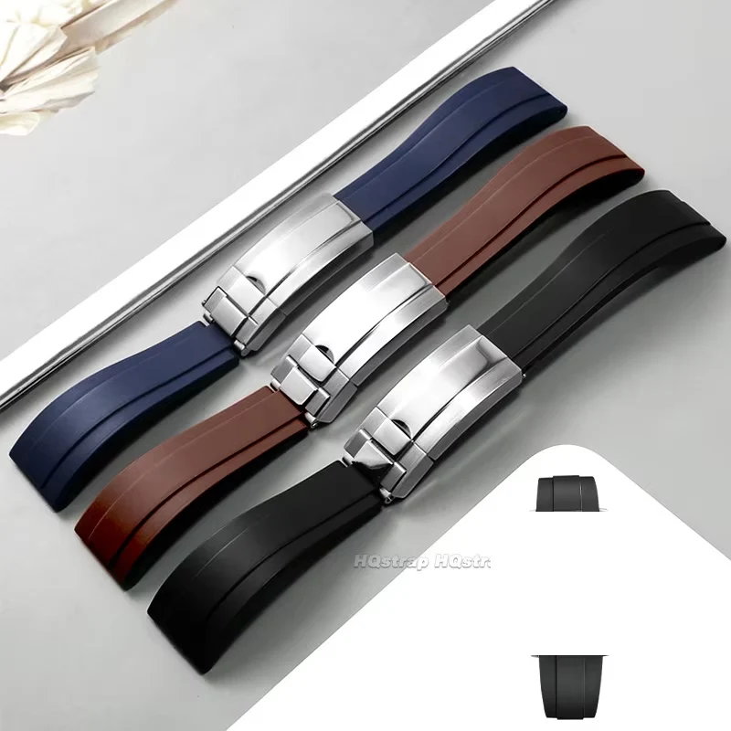 Premium 20mm Rubber Watch Strap with Stainless Steel Buckle