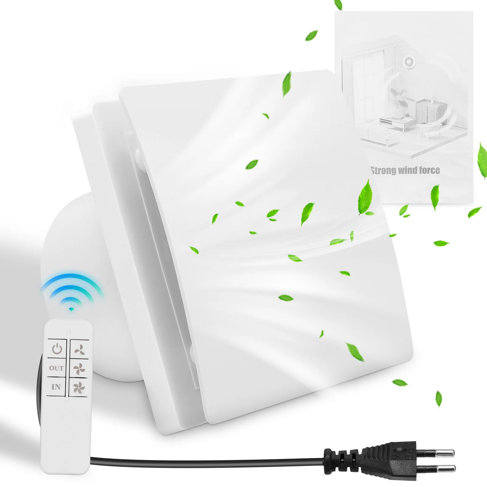 Extracteur de ventilateur de cuisine et salle de bains, télécommande multifonction Max 5.7W 7 vitesses, moteur à courant continu, clapet anti-retour, minuterie 100mm