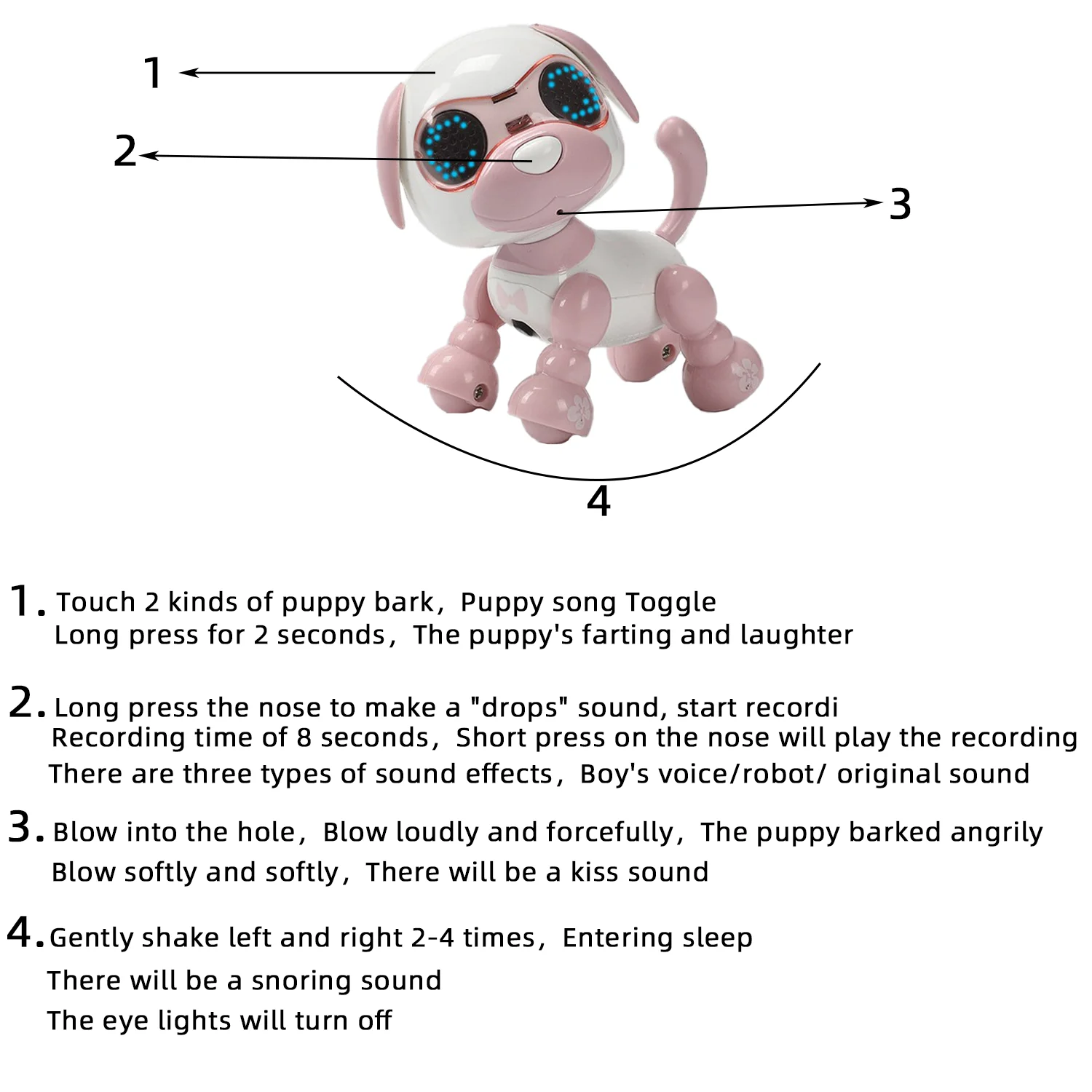 Early education intelligent recording dog, touch sensing singing, human-machine interaction charging lights children's toys 3