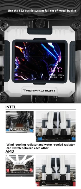 Thermalright FW240 Black – Dissipatore Ad Acqua CPU Con Schermo LCD IPS, 320x240, Per AMD AM4/AM5 E Intel LGA1700