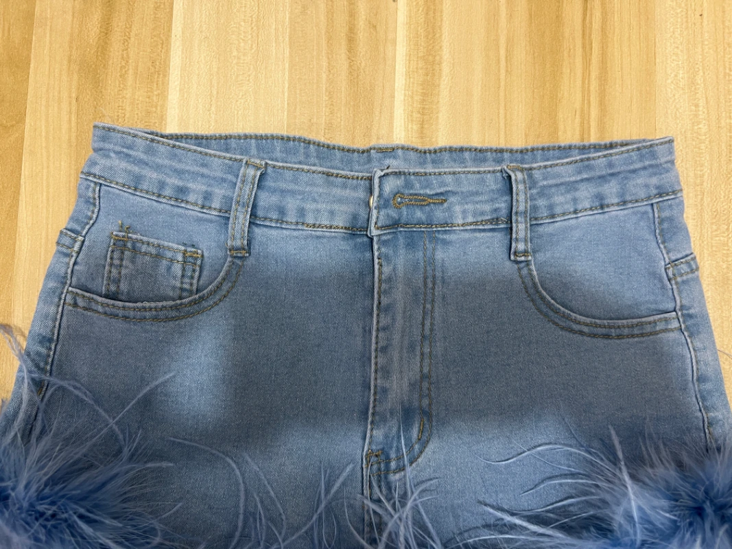 shorts feminino borla hem irregular calças de brim curto