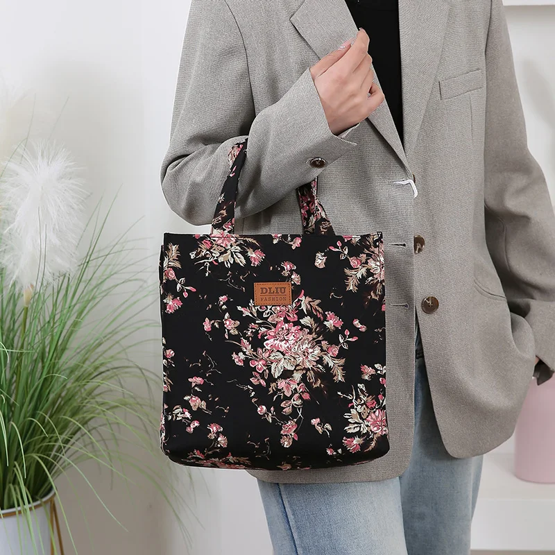 Vintage-Handtasche mit großem Fassungsvermögen und Lunchbox-Aufbewahrungstasche für Arbeit, Pendeln, Einkaufen, tragbare Mutter-Stoff-Einkaufstasche – Detail 16