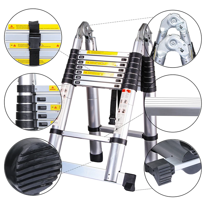 5 metri 2.5M + 2.5M scale in alluminio scala dritta portatile estensione  pieghevole per uso domestico scale telescopiche a pioli