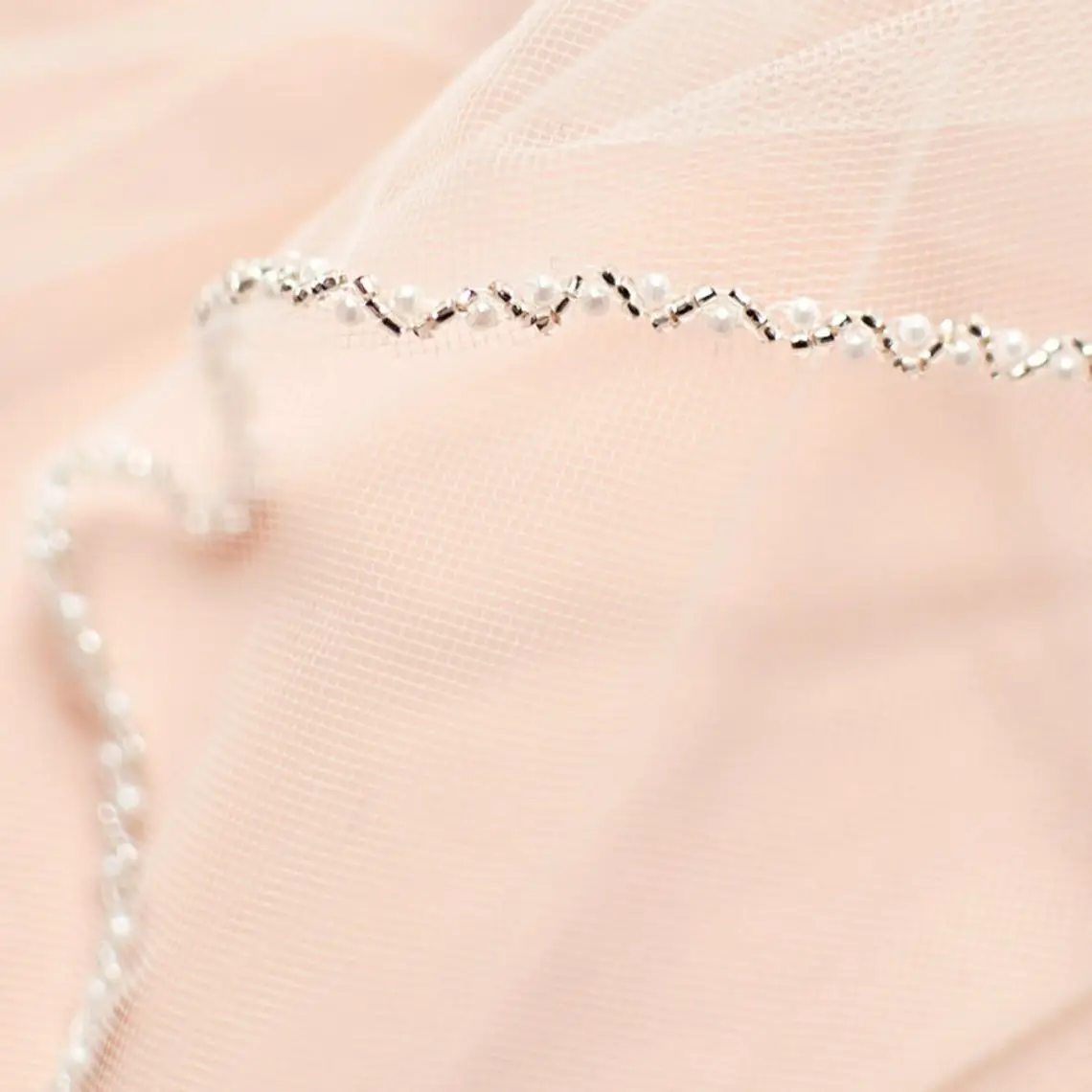 Bridal Veils Wedding Crystal Organza Beaded Short Soft Italian Tulle Veil Bohemian Chic bridal veil