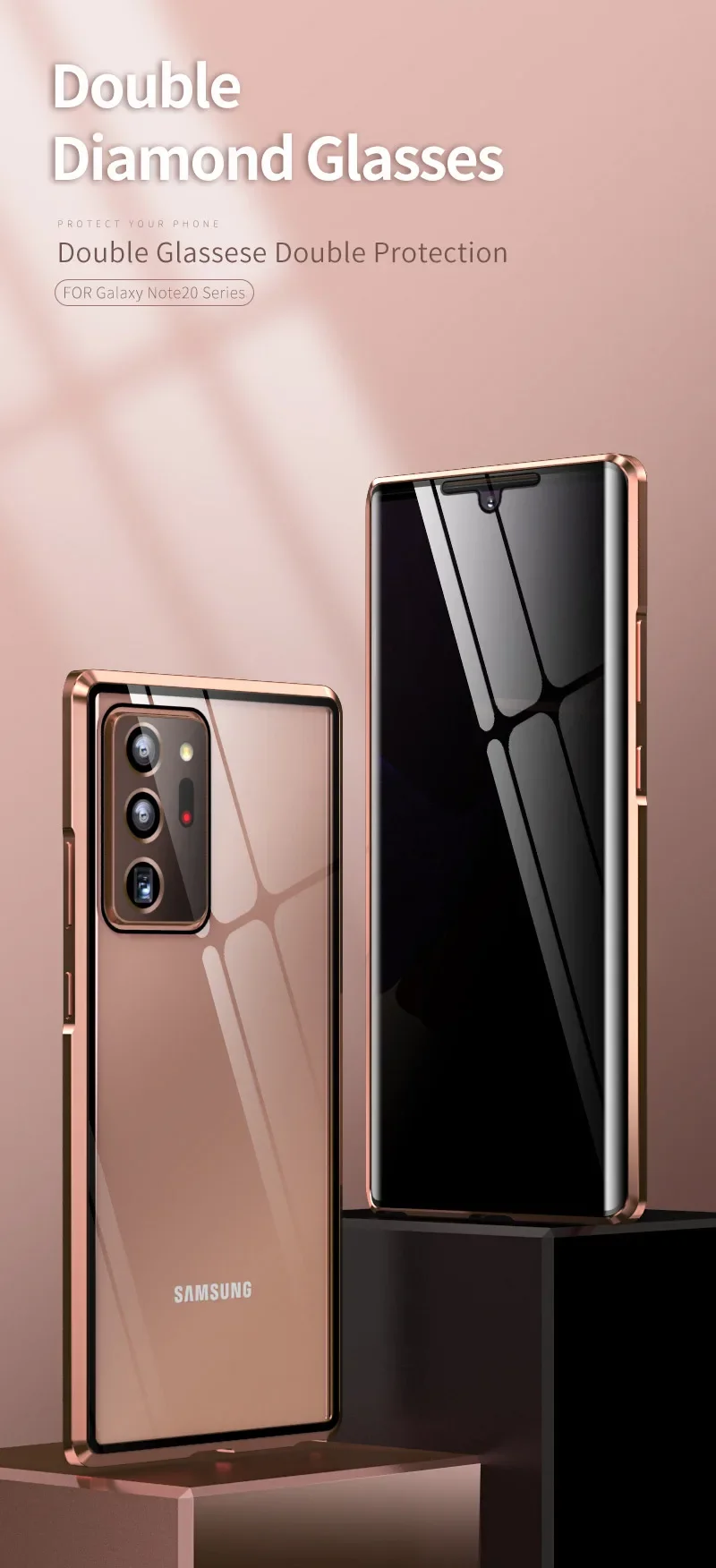 Double-Sided Tempered Glass Magnetic Privacy Phone Case
