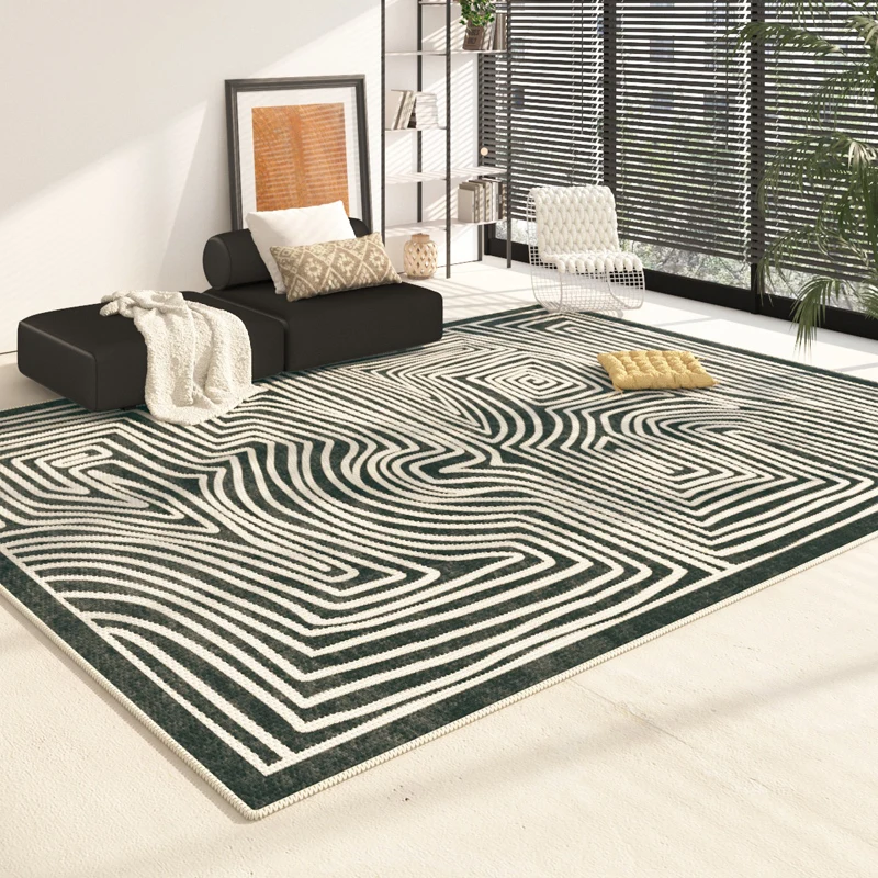 Modern Style Living Room Decoration Striped Carpet Light Luxury Study Rug Home Washable Anti-slip Mat Thickened Rugs for Bedroom 2