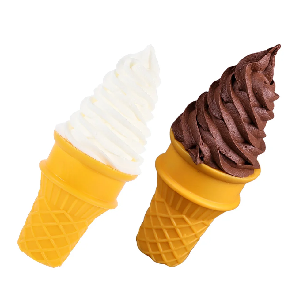 

2 Pcs Simulation Ice Cream Toy Cone Statue Decorative Ice-cream Prop Small Dessert Photo Artificial Plastic Lifelike