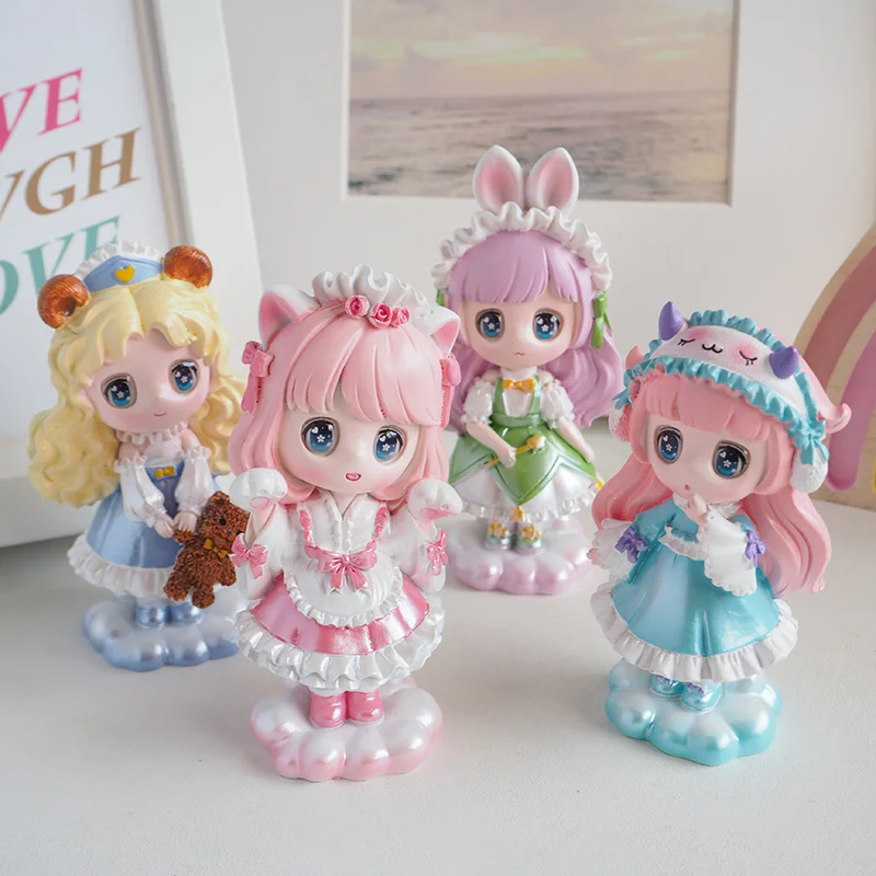 

Kawaii Princess Girl Resin Crafts Children's Room Decor Figurine Home Decor Accessories Office Desktop Ornament Birthday Gifts