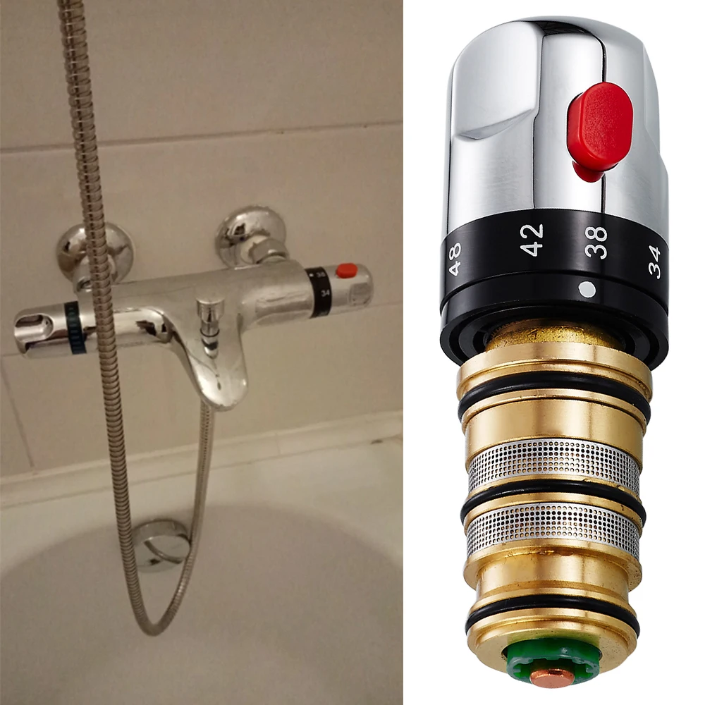 EVERSO Brass Thermostatic Mixing Valve Temperature Control Ceramic Valve for Solar Water Heater Parts Ceramic Cartridge