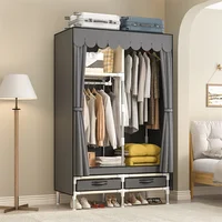 Garde-robe grill simple et durable, armoire de chambre à coucher, assemblage domestique, grande armoire, moderne, gris 1