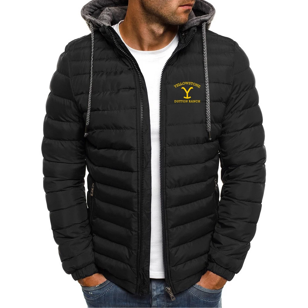 

2024 men's new American TV Huangshi Dutton ranch sells seven-color hooded cotton-padded jacket printed coat in spring and autumn