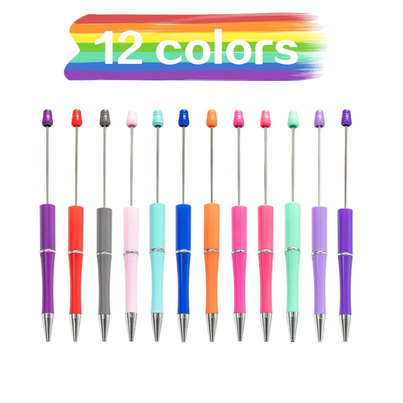 

60Pcs Beaded Ballpoint Pens Plastic Beadable Pens Wedding Favors Birthday Party Gifts Student Stationery Pens for Writing