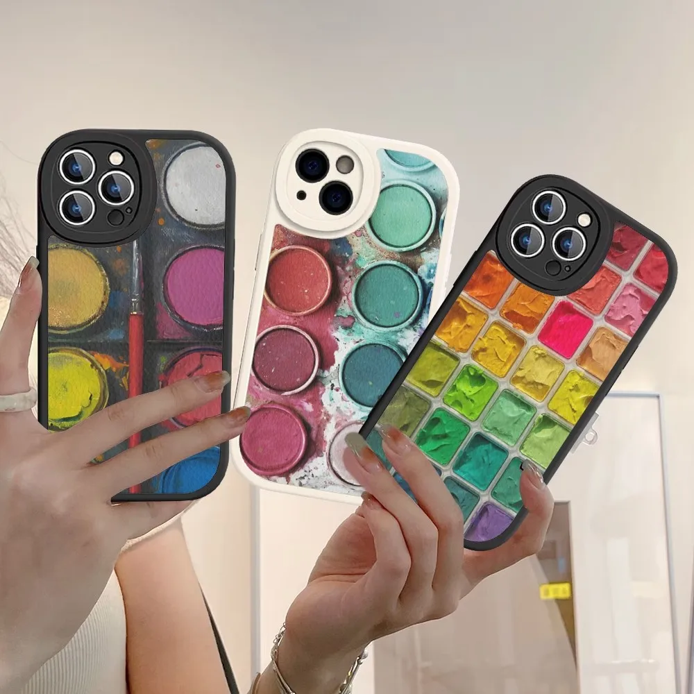 

Watercolors Palette Phone Case Hard Leather For iPhone 14 13 12 Mini 11 14 Pro Max Xs X Xr 7 8 Plus Fundas