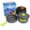 Camping Cookware Frying Pan 2 Person Picnic Set DS200 Easy Carrying Pot Pan Set 2