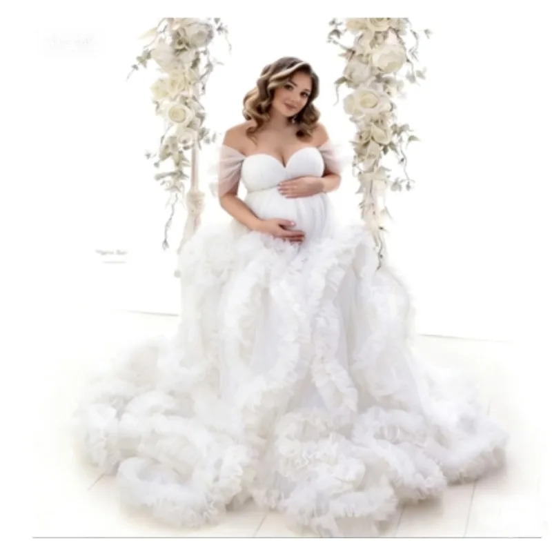 فستان تصوير للأمهات من التول المكشكش - فستان مثير...