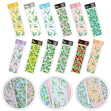 

12 Sheets of DIY Scrapbooking Stickers Romantic Flower Patterns Stickers for Photo Album