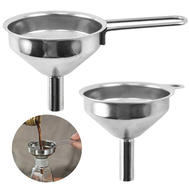 1Pc Mini Funnel Stainless Steel Small Funnels For Essential Oil Wine Spices Kitchen Liquid Dispenser