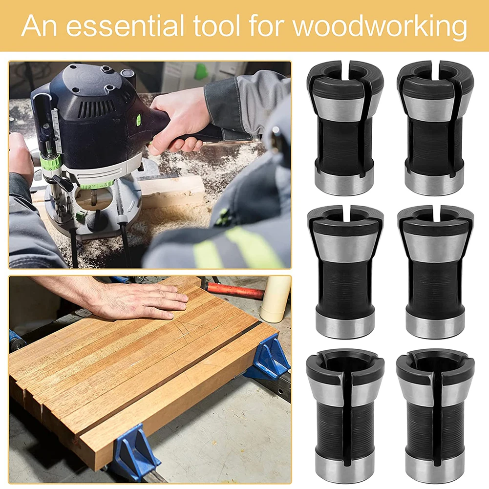 

Bit Collet Collet Adapter Black And Silver Carbon Steel Height 20mm Router Wood Router Hole Diameter 6/8/6.35mm