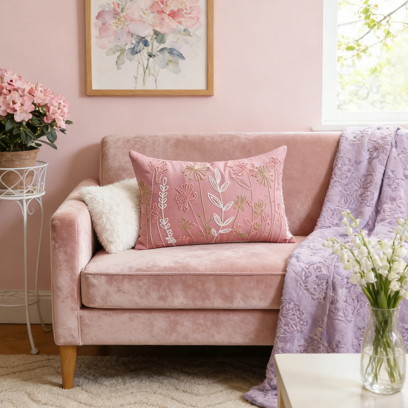 30x50cm Embroidery Wild Floral Pink Blue Yellow Rectangle Pillow Cover Spring Dandelion Home Decoration Cushion Cover for Sofa Couch bed