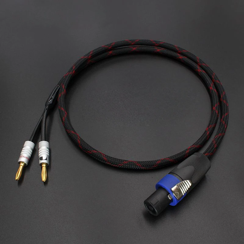 

Speaker Cable 4 Pin Speakon to Dual Banana Spade Y Plug for Stage Quality OFC Audio Cable 1M 2M 3M 5M 8M 10M 12M
