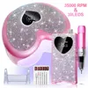 35000RPM Rechargeable Nail Drill Machine & 96W Hybird Nail LED UV Lamp with Diamonds Heart-Shaped Design for Manicure Pedicure 1