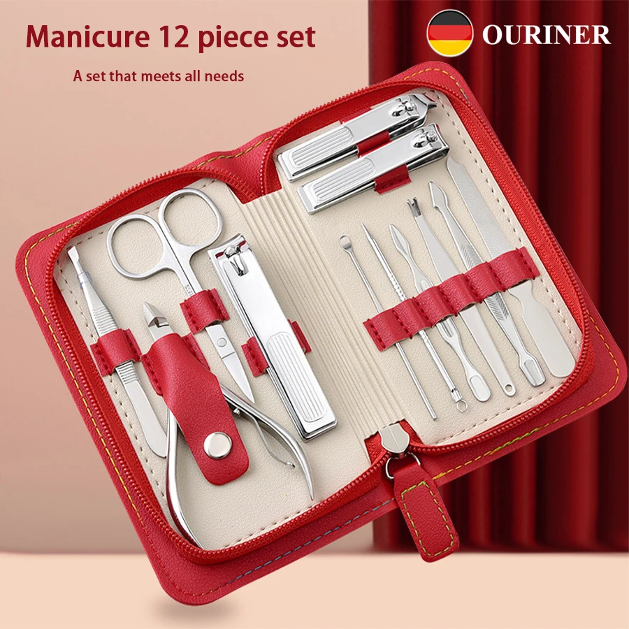 

Christmas Gifts Personal Care Tools Gift Zipper Pressed Leather Manicure Eyebrow Clip Foot Repair 12 Piece Beauty Set