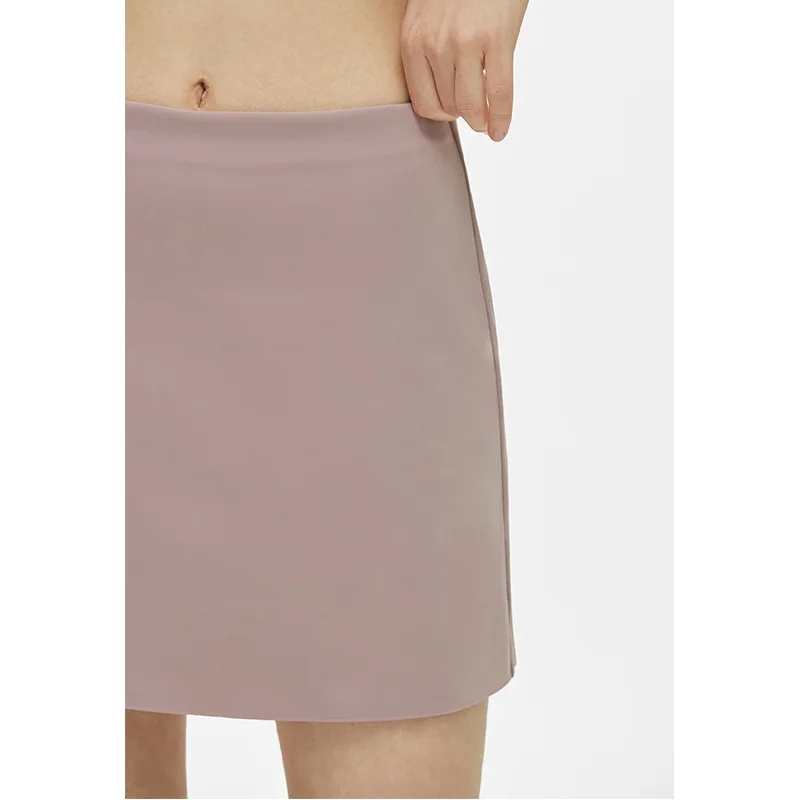 Sports Skirt with Inner Safety Pants Pocket, Wrap Hip, A-Line, Solid Color