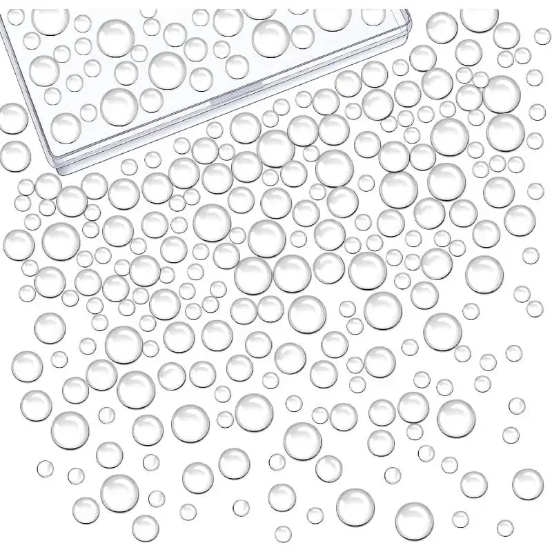 350Pcs Clear Dewdrop Holographic Water Droplets Embellishments Card Making Resin Beads for DIY Crafts