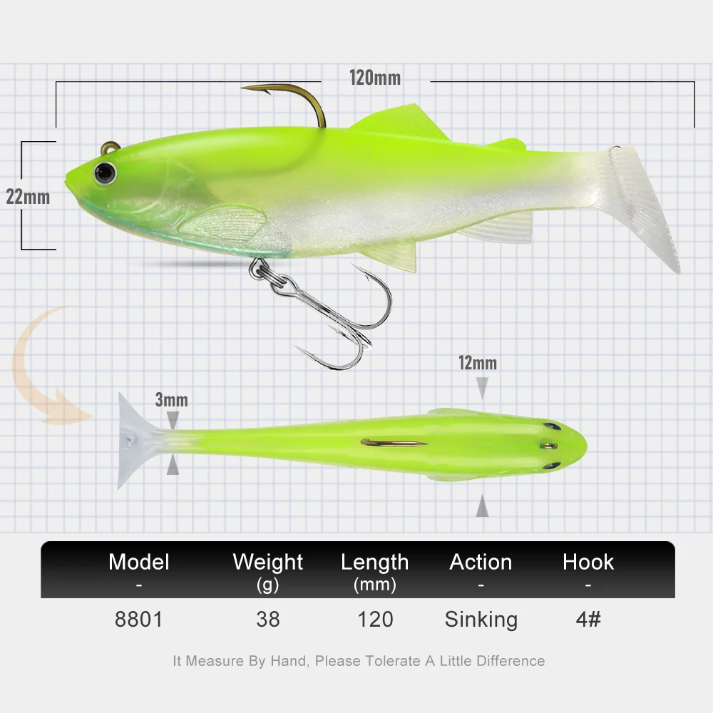 Kingdom Soft Fishing Lure 38g 120mm Artificial T Tail Silicone Bait Treble  Hooks Swimbait Wobblers Bass Pesca Fishing Tackle - AliExpress