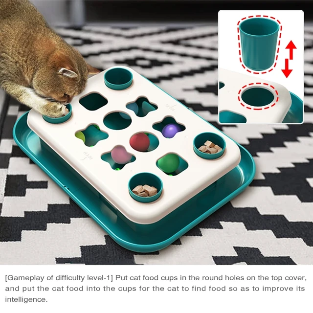 Cat Puzzle Feeder Toy Slow Food Dispenser with Funny Balls Cats Treat  Interactive Game Level 1-2 Mental Stimulation Treasure Box - AliExpress