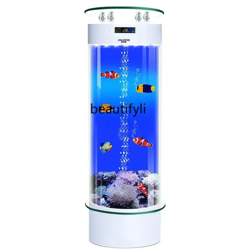 

Fish Tank Living Room Small Cylindrical Acrylic Aquarium Ecological Change Water Intelligent Floor Fish Globe