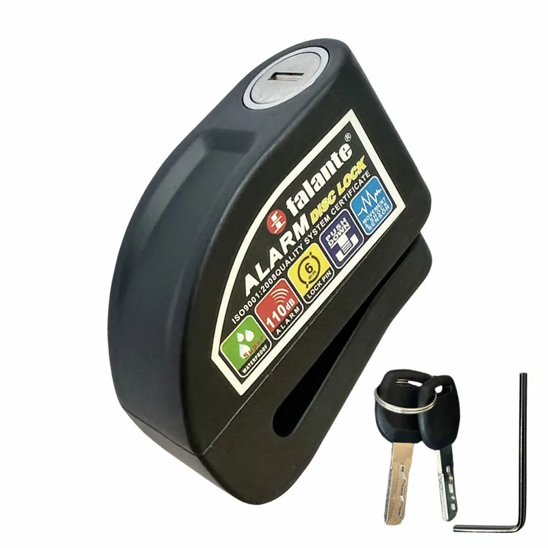 Motorcycle Lock Motorcycle Bicycle Lock Alarm Safety Protection Padlock Disc Aluminum Alloy Anti-Theft Reminder Rope+Lock bracket waterproof