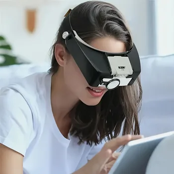 Loupe Microscope LED Light 10X Helmet Style Magnifier Glass Headband Magnifying Glasses Lupas Con Luz Reading Or Repair Use 1
