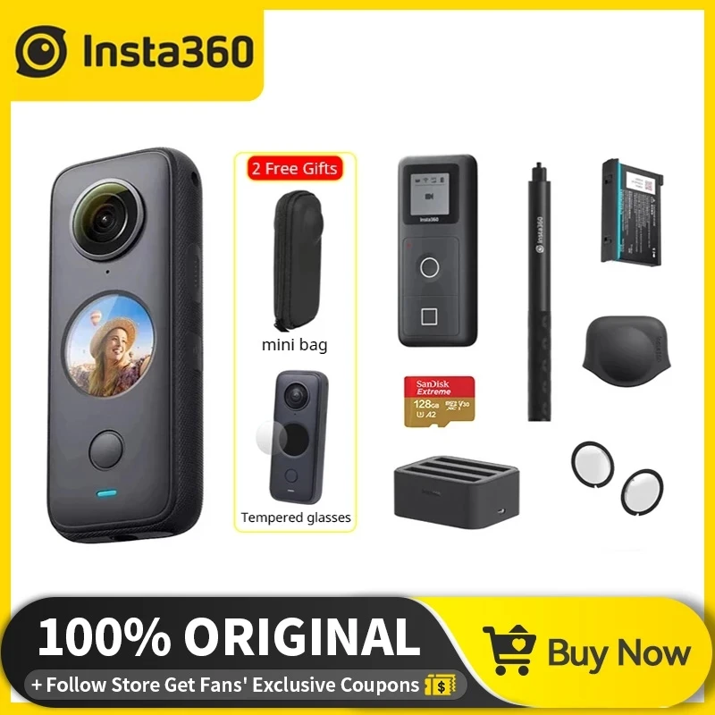 Insta360 ONE X2 360 Degree Waterproof Action Camera, 5.7K 360,  Stabilization, Touch Screen, AI Editing, Live Streaming, Webcam, Voice  Control (Creator