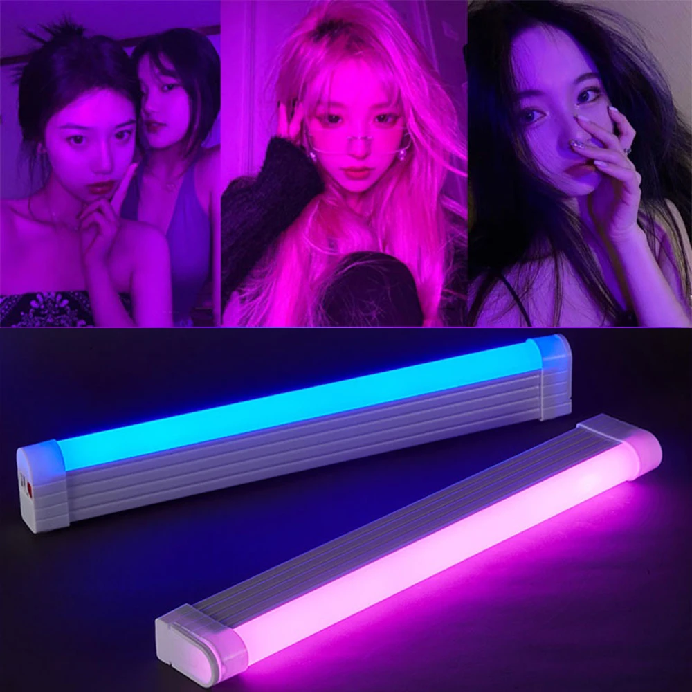 

USB Rechargeable LED Night Light Bedroom Decoration Portable Bar with Magnetic Sticker Purple Blue Atmosphere Photo Fill Light