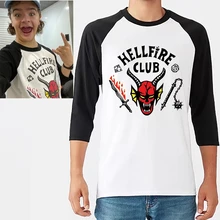 HellFire Club T-shirt Long Sleeves Shirt Stranger Things Dustin Mike Wheeler Cosplay Hell Fire Club Long-sleeved Uniform Top